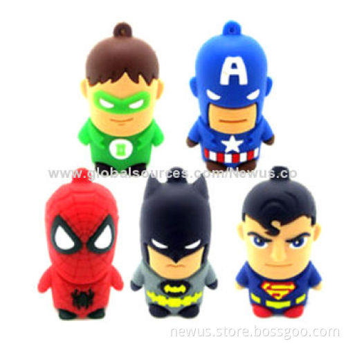 Cartoon Super Hero PVC USB Flash Drives, 2-32GB Pen Sticks